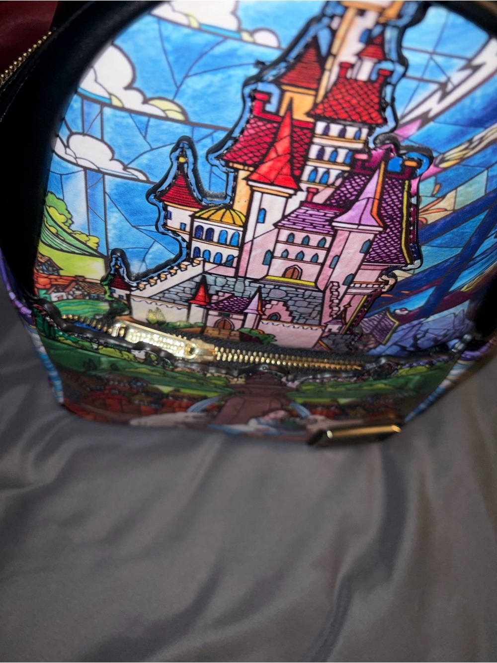 Disney Loungefly Beauty and the Beast Stained Glass Mini Backpack - Multicolor - Picture 7 of 12